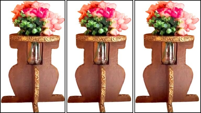 Unique Vase Stand With Inbuilt Glass Jar: Recycled DIY Craft Idea