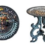 Faux Wood Folding Legs Mosaic Table